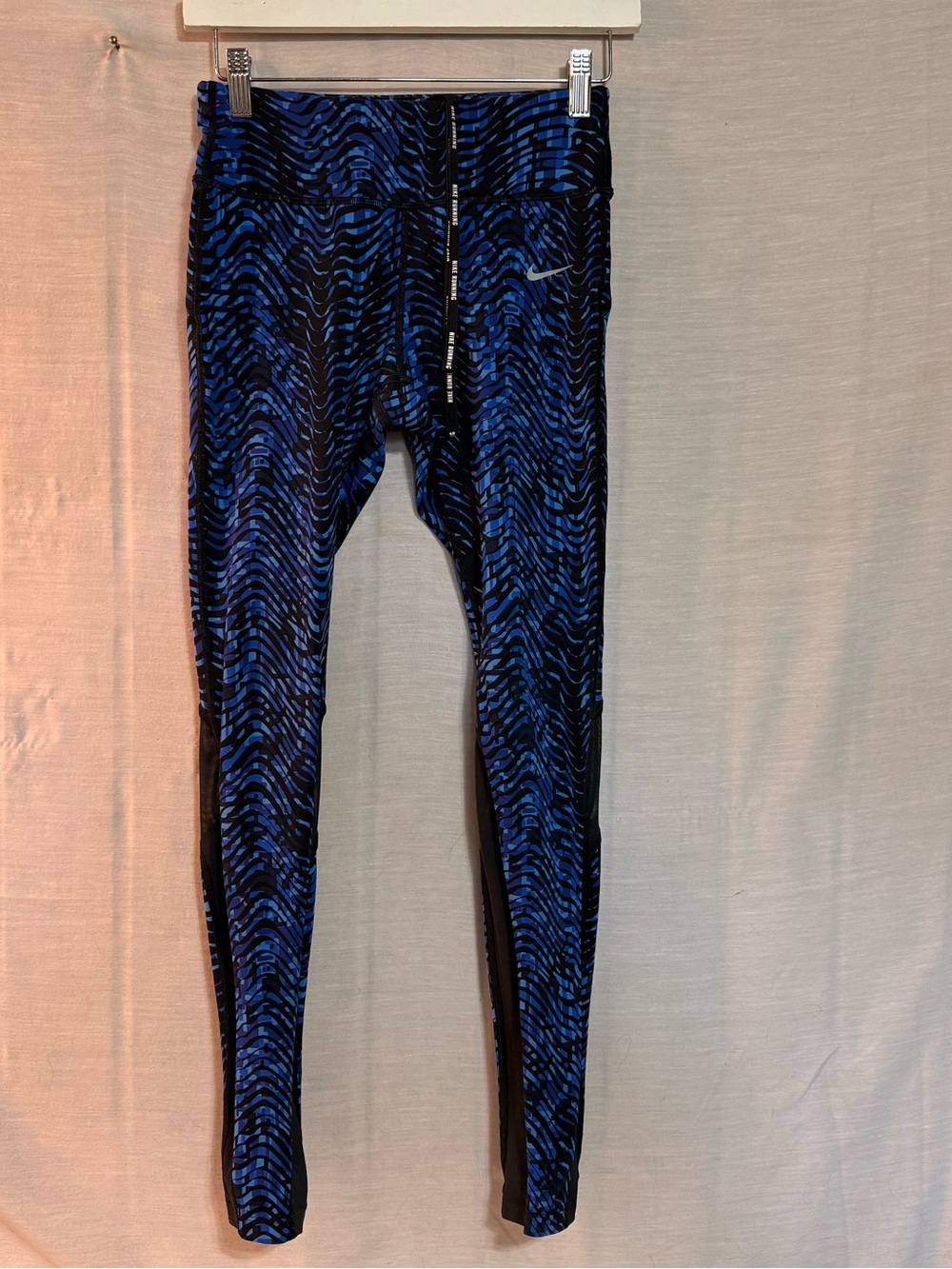 Nike Dri-FIT Blue Black Print Running Leggings Size S